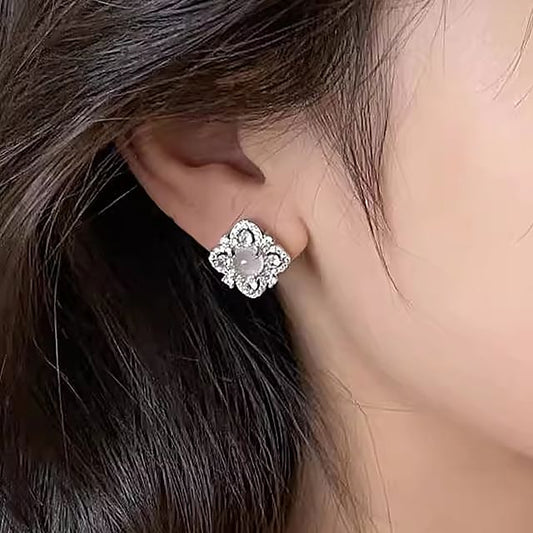 Leaf Rhinestone Earring Stud