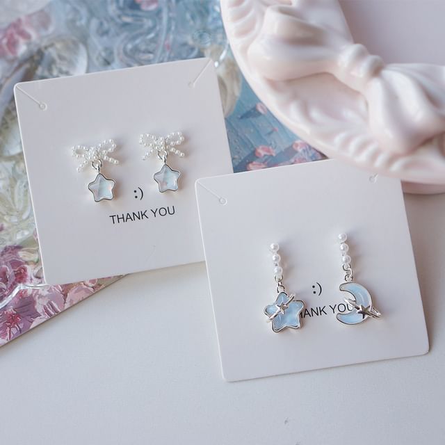 Dangle Earring Pearl Star Faux