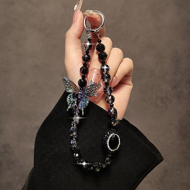 Phone Butterfly Faux Crystal Strap