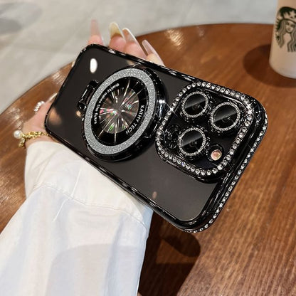 Stand Phone with Magnetic Transparent MagSafe) Case Rhinestone (Compatible