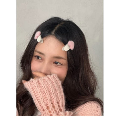 Fluffy Clip Heart Hair Set