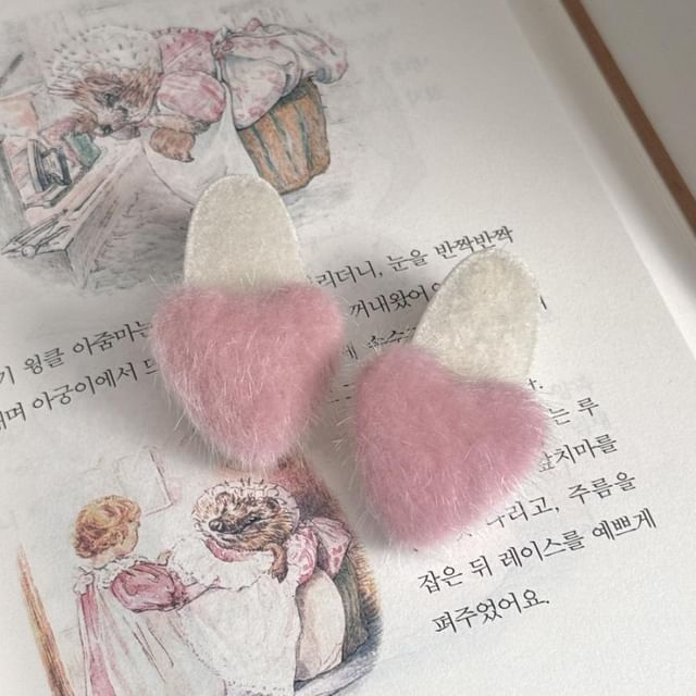Fluffy Clip Heart Hair Set
