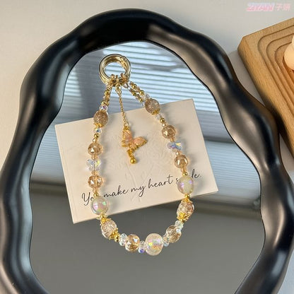 Phone Strap Pad Lanyard Crystal Faux with Butterfly