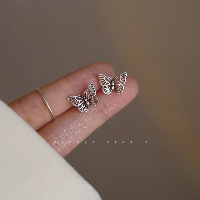 Butterfly Sterling Silver Earring Stud S925