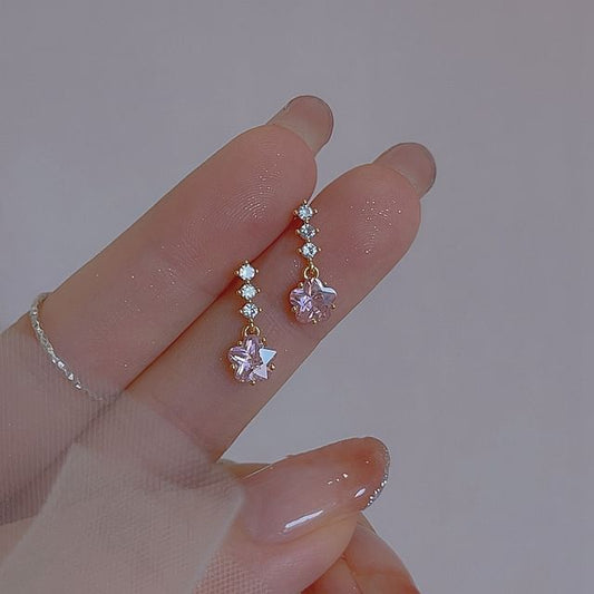 Alloy Dangle Rhinestone Star Earring
