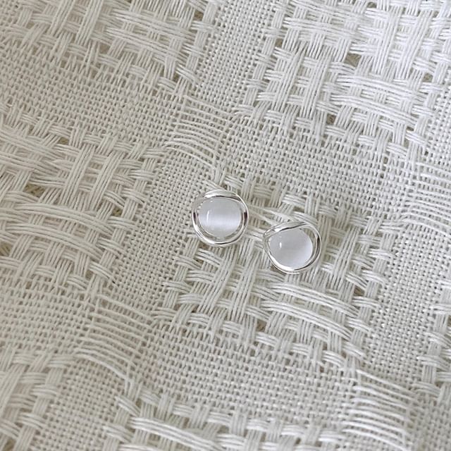 Stud Alloy Faux Cat Earring Stone Eye