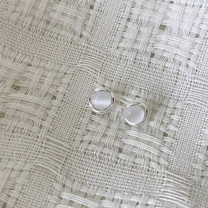 Stud Alloy Faux Cat Earring Stone Eye