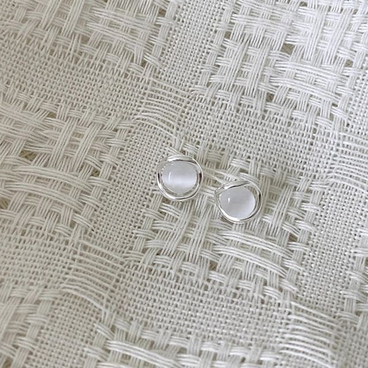 Stud Alloy Faux Cat Earring Stone Eye