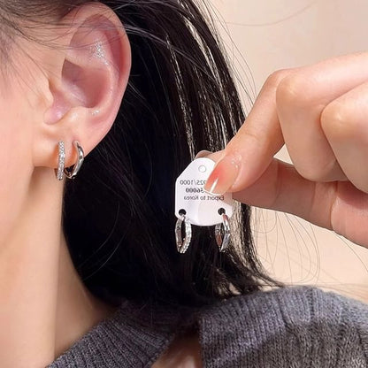 Square Earring / Alloy Polished Rhinestone Huggie