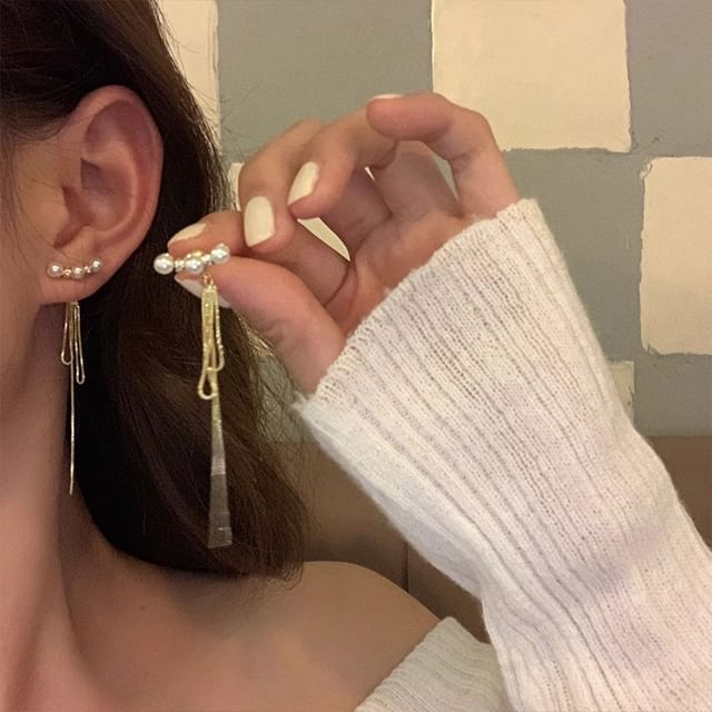 Earring Pearl Threader Faux Alloy