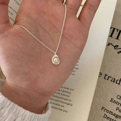 Alloy Necklace Faux Pendant Pearl