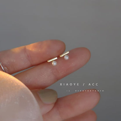 Faux Silver Pearl Earring S925 Stud Sterling