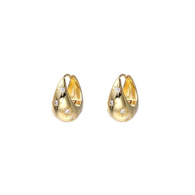 Huggie Polished Rhinestone Alloy Earring