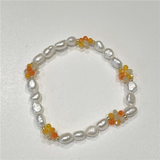 Pearl 925 Natural Silver Bow Beaded / Sterling Bracelet