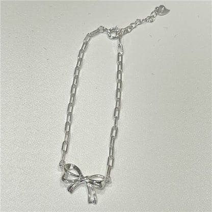 Pearl 925 Natural Silver Bow Beaded / Sterling Bracelet