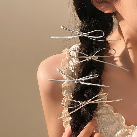 Clip Bow Set Metallic Hair