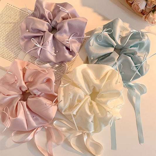Bow Plain Satin Scrunchie