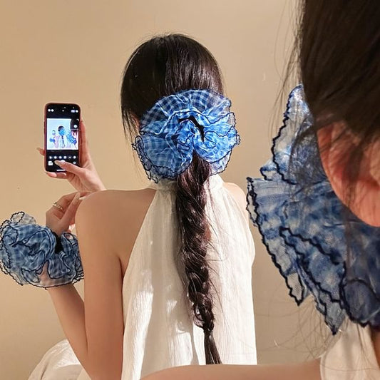 Scrunchie Plaid Mesh