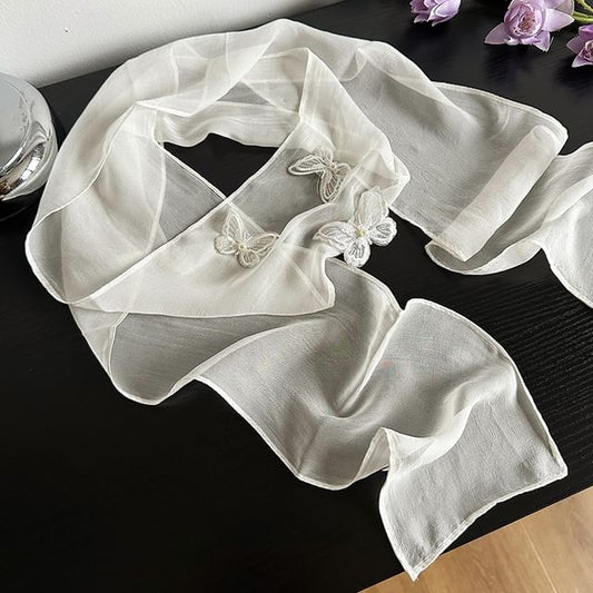 Mesh Applique Scarf Butterfly