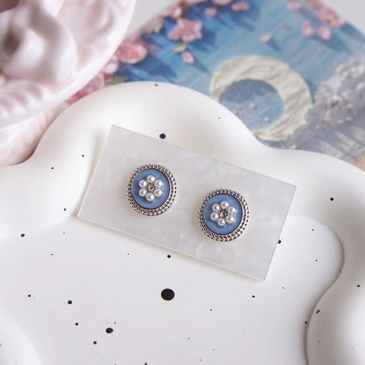 Earring Stud Faux Flower Ear Rhinestone / Pearl Clip-On