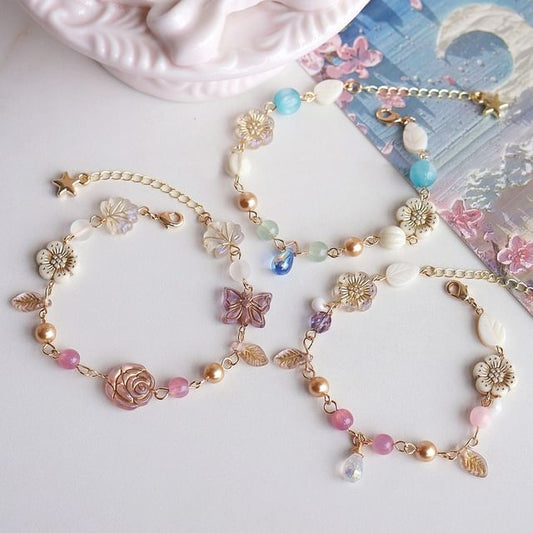Gemstone Flower Beaded Bracelet
