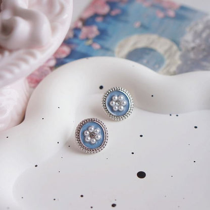 Earring Stud Faux Flower Ear Rhinestone / Pearl Clip-On