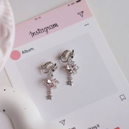 Clip-On Earring Star Rhinestone Heart / Drop