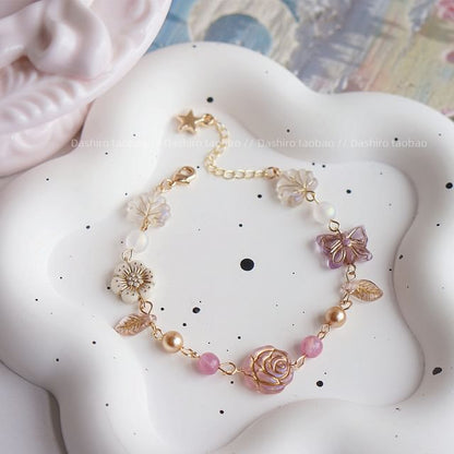 Gemstone Flower Beaded Bracelet