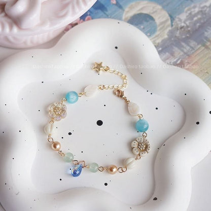 Gemstone Flower Beaded Bracelet