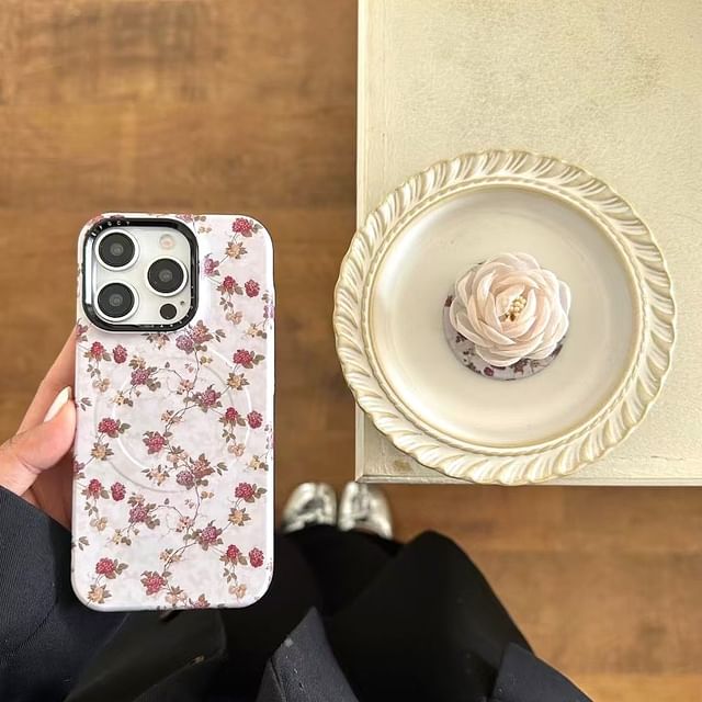 Floral Magnetic Case with Phone (Compatible MagSafe)