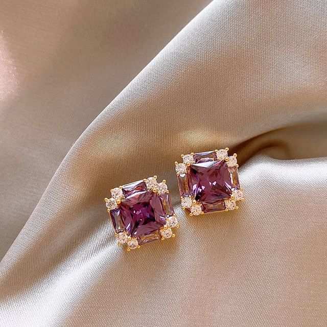 Stud Square Earring Gemstone