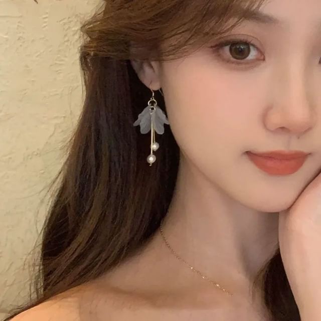 Drop Faux Earring Flower Pearl