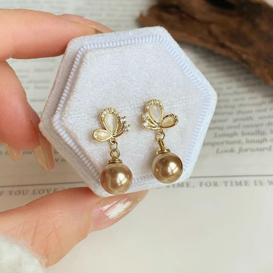 Beaded Dangle Butterfly Earring