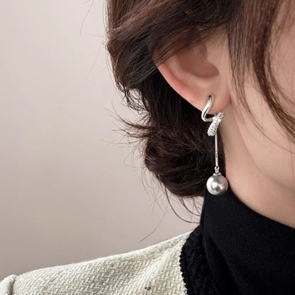 Pearl Earring Dangle Rhinestone Faux