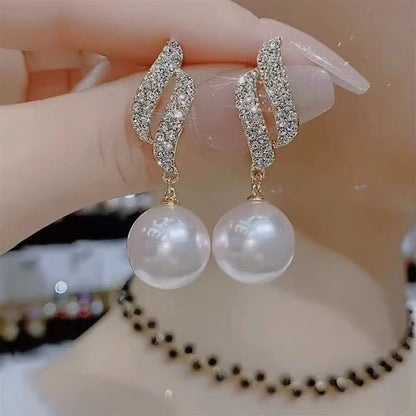 Earring Rhinestone Faux Pearl Stud