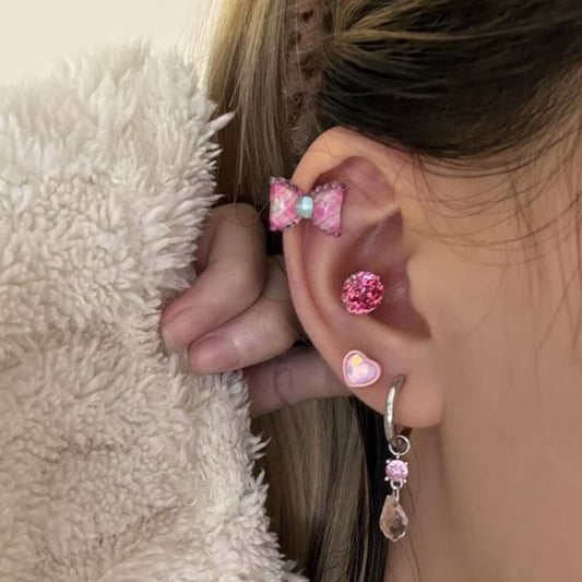 Earring Rose Alloy Bow