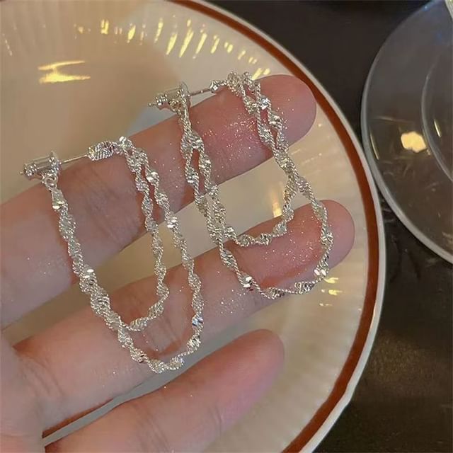 Helical Layered Alloy Hoop Earring