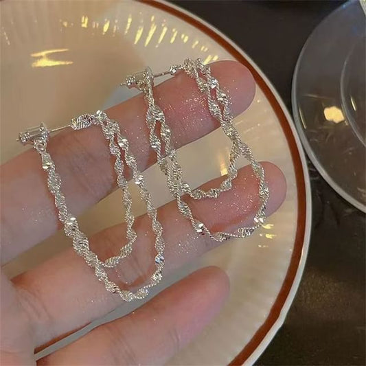 Helical Layered Alloy Hoop Earring