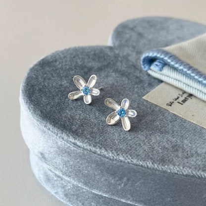 Rhinestone Earring Stud Alloy Floral