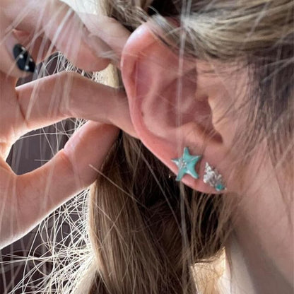 Stud Starfish Asymmetrical Alloy Earring