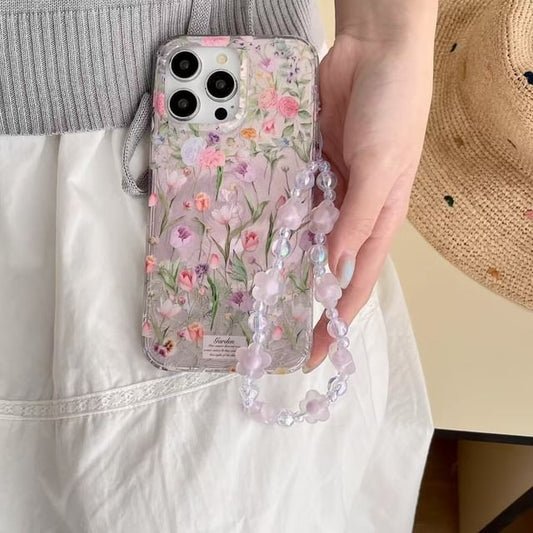 / Floral Case Set Strap Phone