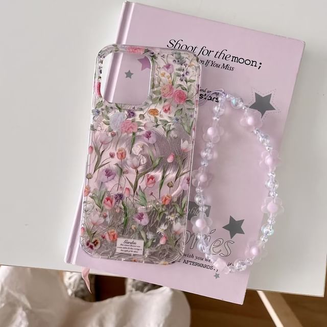 / Floral Case Set Strap Phone