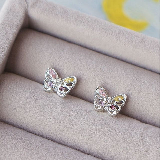Stud Earring CZ 925 Butterfly Sterling Silver