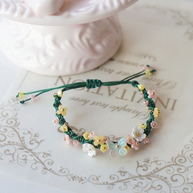 String Bracelet Bead Flower