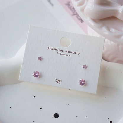 Set of Stud 4: Earring Sterling Silver 925 CZ