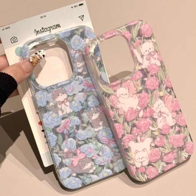 Floral Case Cat Phone
