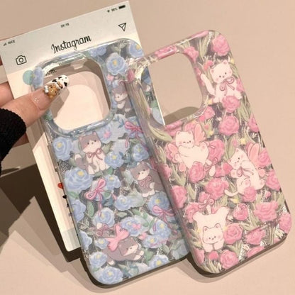 Floral Case Cat Phone