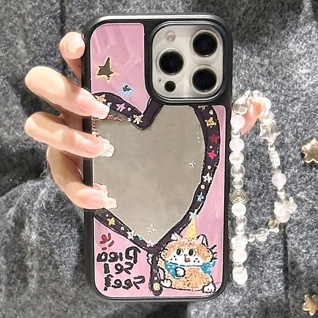 Case Shape Strap Bead Heart Phone Star Set / Mirror