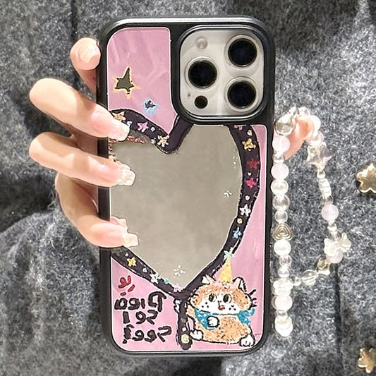 Case Shape Strap Bead Heart Phone Star Set / Mirror