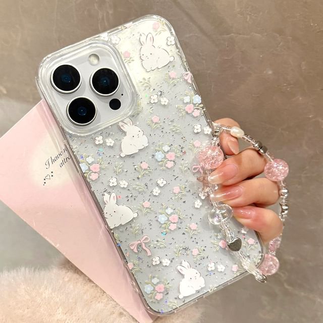 Print Rabbit Bead Phone Set Case / Strap